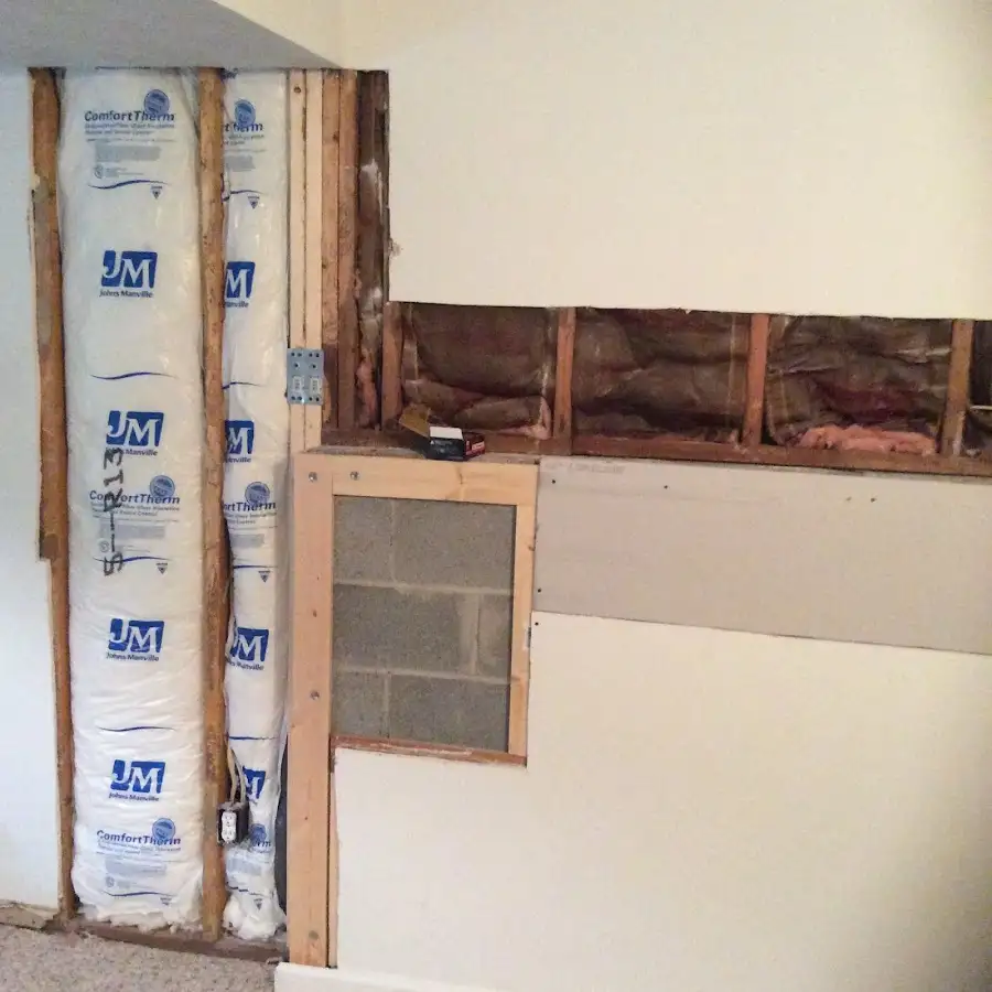 Wall insulation replacement during Basement Flood Cleanup in South Lyon